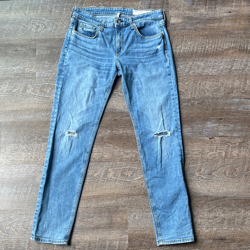 rag & bone Light Blue Distressed Skinny Jeans